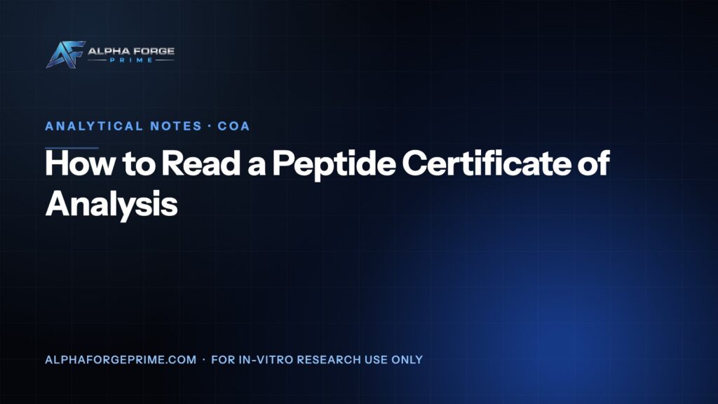 How to Read a Peptide Certificate of Analysis — Alpha Forge Prime analytical note